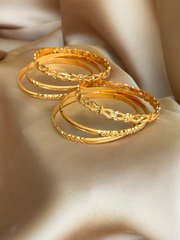 6pcs Frosted & Hollow Out Design Bangle Set