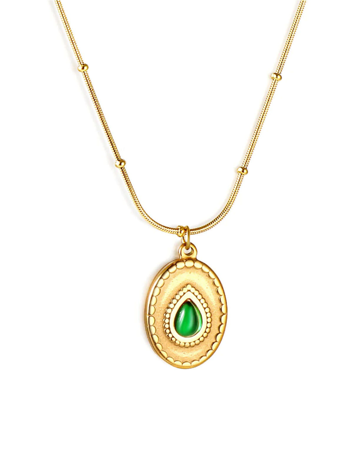 Round Green pendant necklace