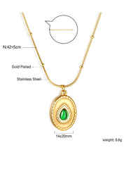 Round Green pendant necklace