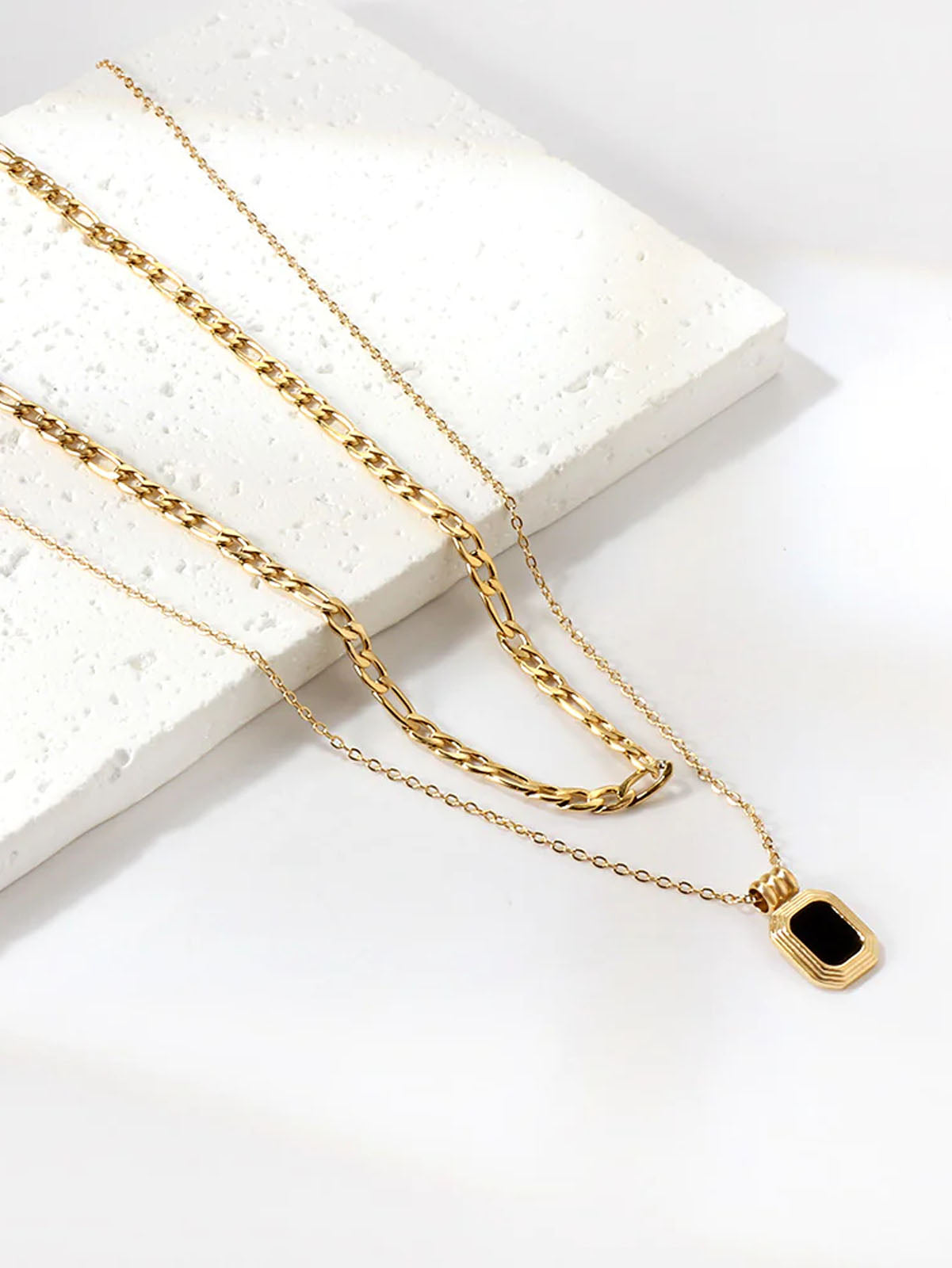 Layered Faux Zircon Decor Necklace