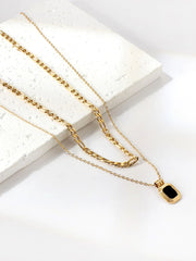 Layered Faux Zircon Decor Necklace