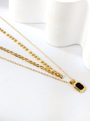 Layered Faux Zircon Decor Necklace