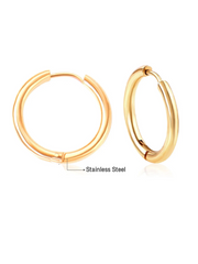 1pair Stainless Steel Big Hoop Earrings - Gold
