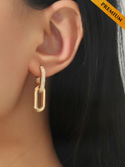 Zircon Decor Drop Earrings - Gold