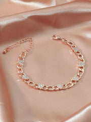 Ura Rhinestone Heart Decor Bracelet - Rose Gold