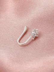 Zircon Decor Nose Ring - Silver