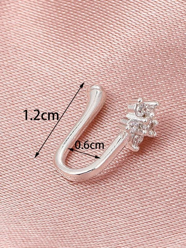 Zircon Decor Nose Ring - Silver