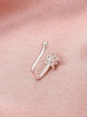 Zircon Decor Nose Ring - Silver