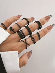 10pcs Faux Pearl Decor Ring - Black