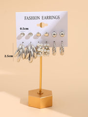 12pairs Faux Pearl & Heart Decor Earrings - Silver