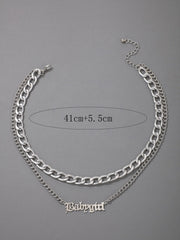 Letter Charm Layered Necklace  - Silver