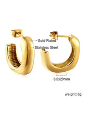 Stainless Steel Chunky Open Hoops Earrings -