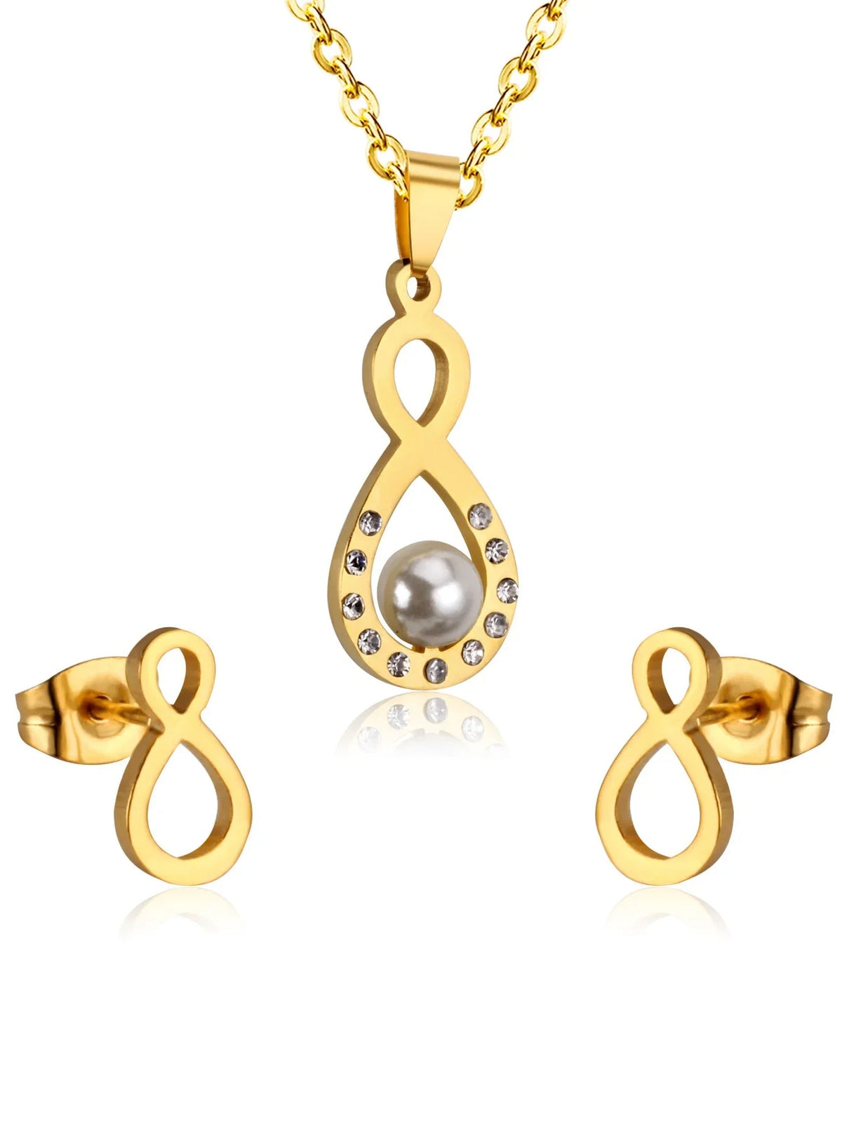 Apeiron Zircon Decor Pendant & Stud Earrings Set