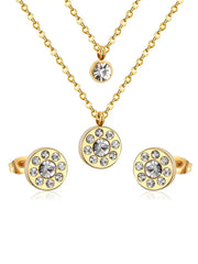 Cosmic Zircon Decor Layered Necklace & Stud Earrings Set