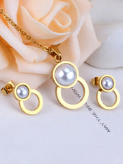 Moonlight Pearl Decor Necklace & Stud Earrings Set