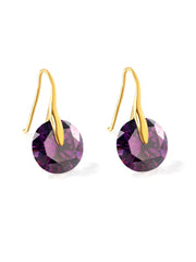 1pair Purple Zircon Decor Earrings