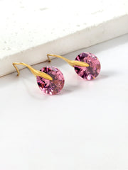 1pair Pink Zircon Decor Earrings