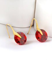 1pair Red Zirconia Decor Earrings