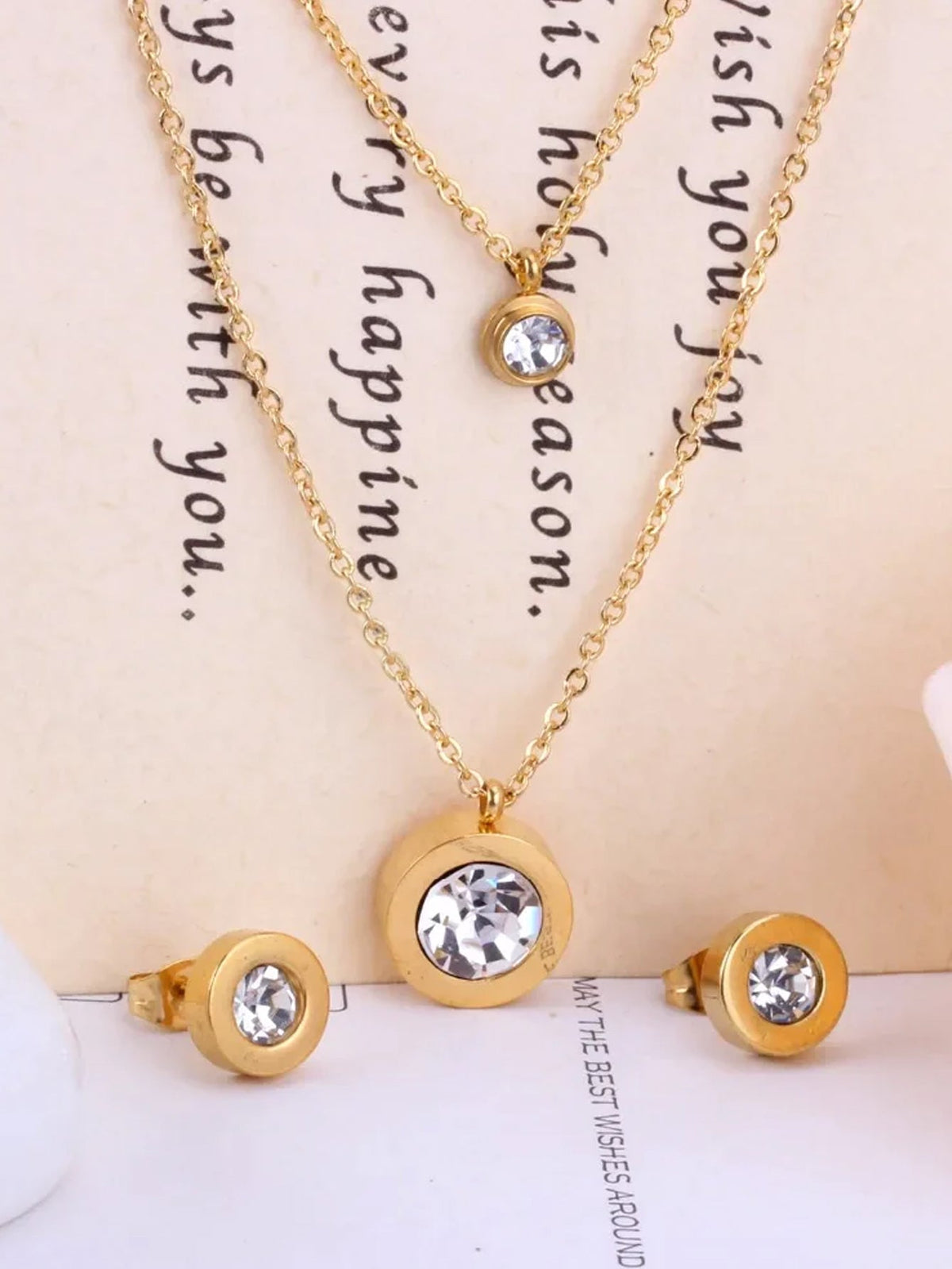 Celestial Layered Necklace And Stud Earrings Set