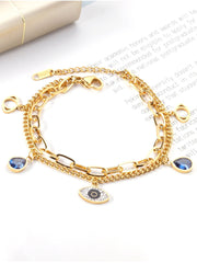 Stainless Steel Eye Zircon Snake Chain Bracelet