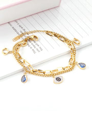 Stainless Steel Eye Zircon Snake Chain Bracelet