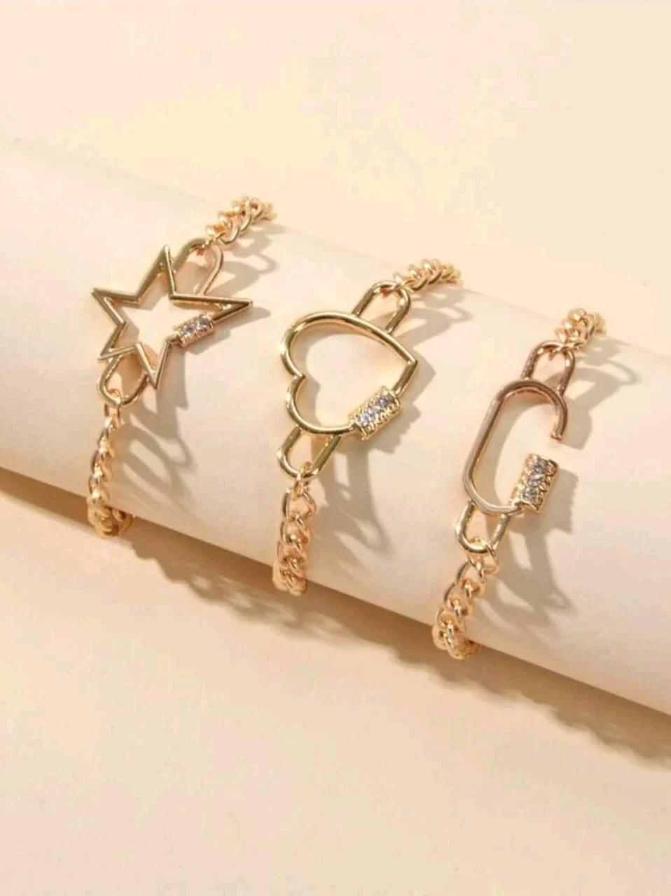 3pcs Heart Decor Chain Bracelet