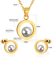 Mio Pearl Decor Pendant & Stud Earrings Set