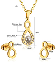 Apeiron Zircon Decor Pendant & Stud Earrings Set