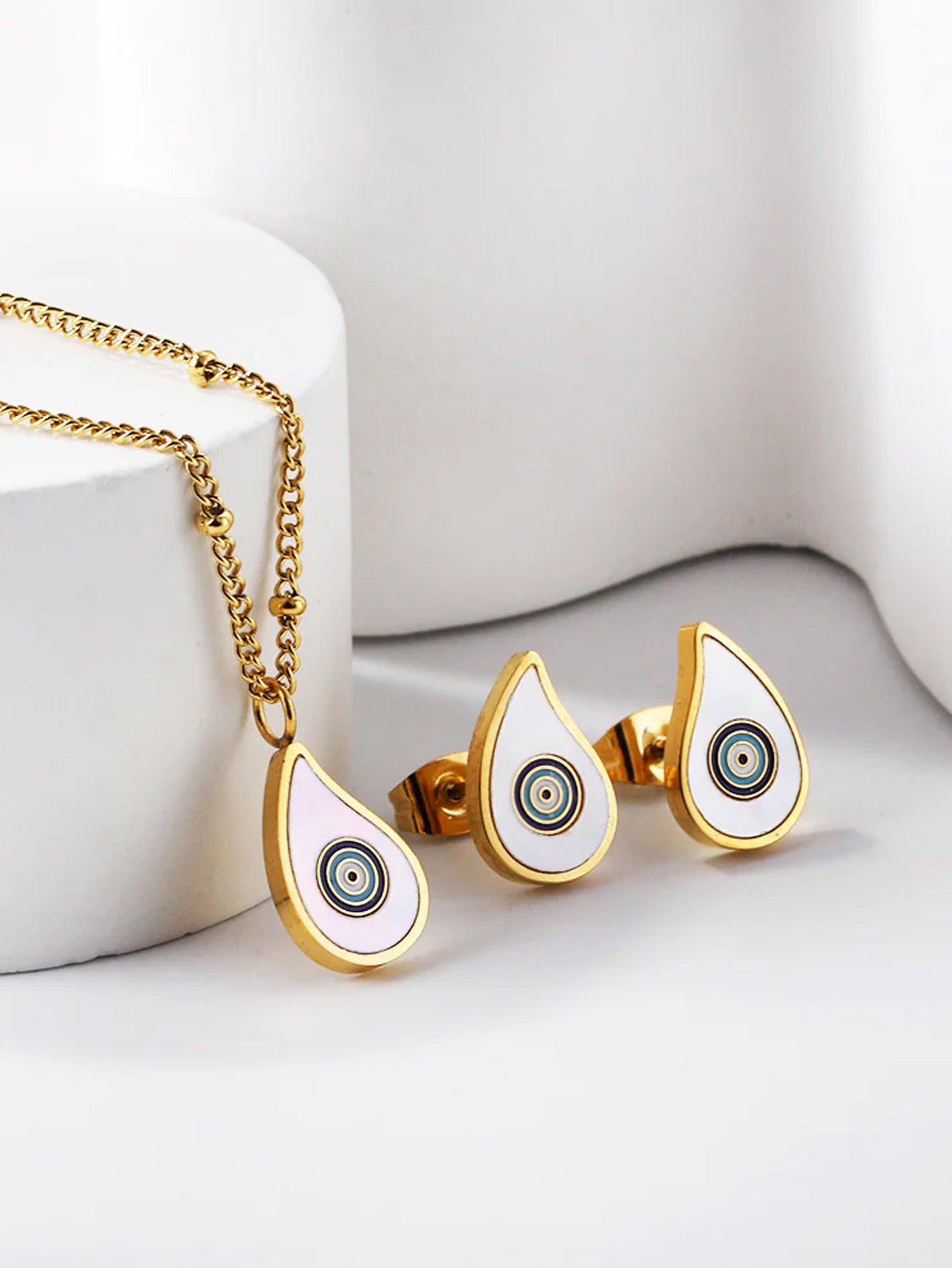 3pcs Eye Pendant With Full Rhinestone Jewelry Set - FD ⚡