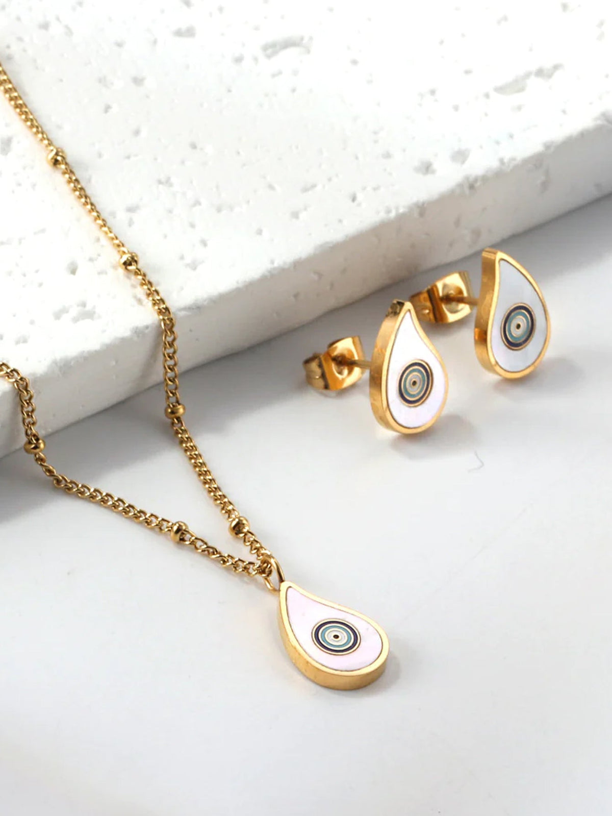 3pcs Eye Pendant With Full Rhinestone Jewelry Set - FD ⚡