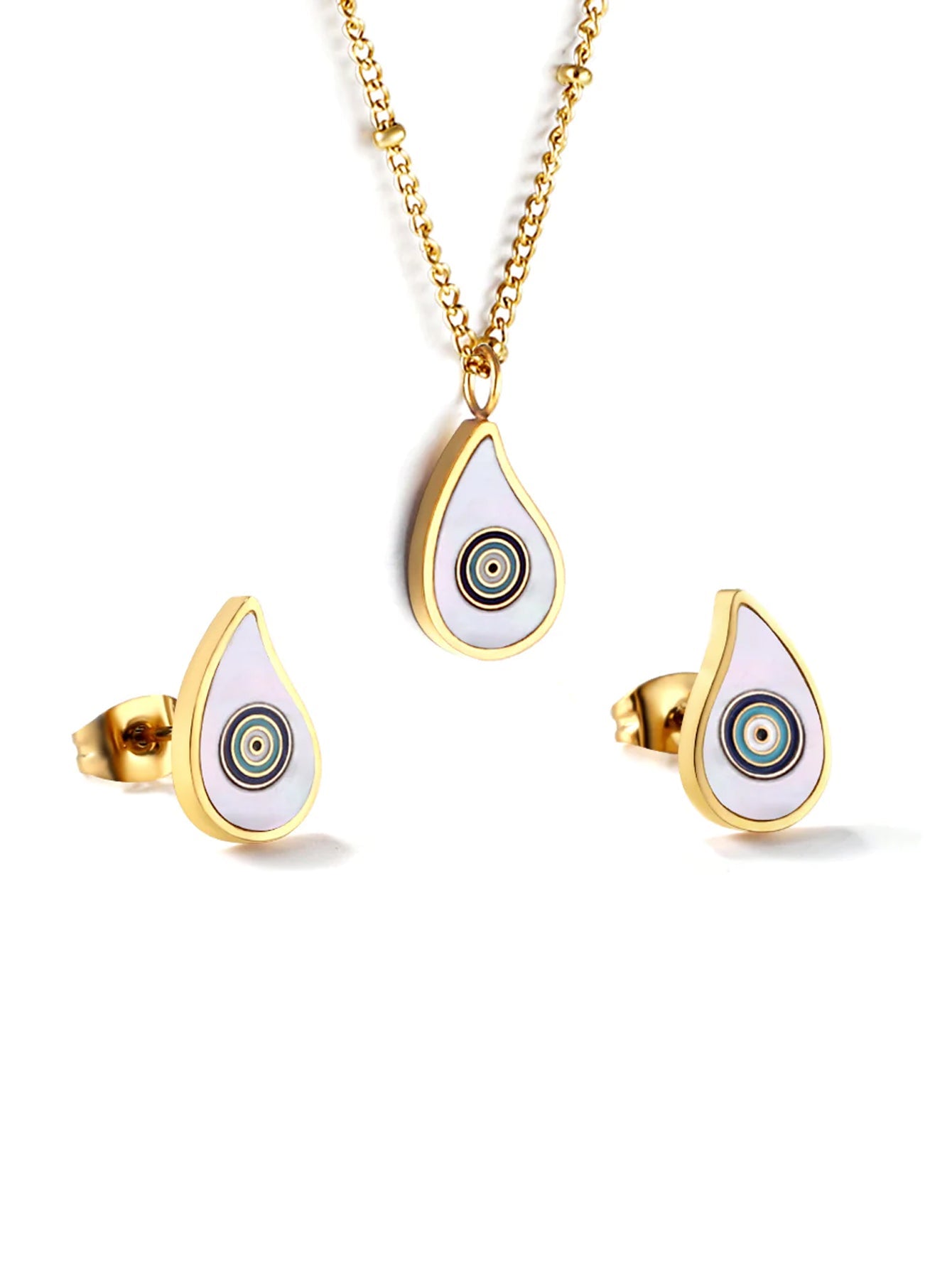 3pcs Eye Pendant With Full Rhinestone Jewelry Set - FD ⚡