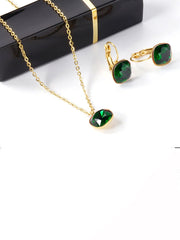 3pcs Stainless Steel Gold Plated Necklace Earrings Jewelry Set