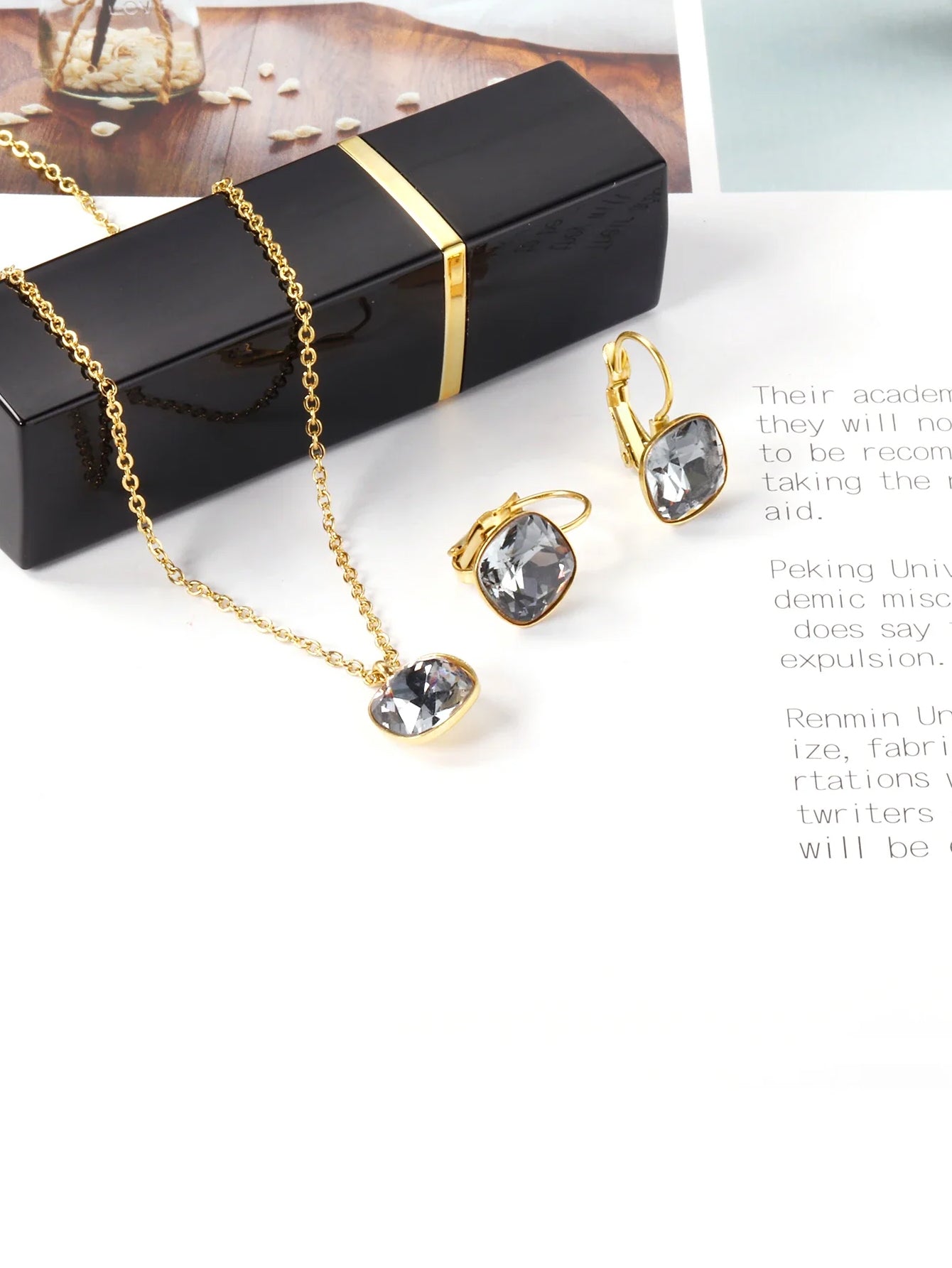 3pcs Zircon Stainless Steel Jewelry Set