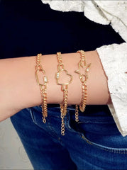 3pcs Heart Decor Chain Bracelet