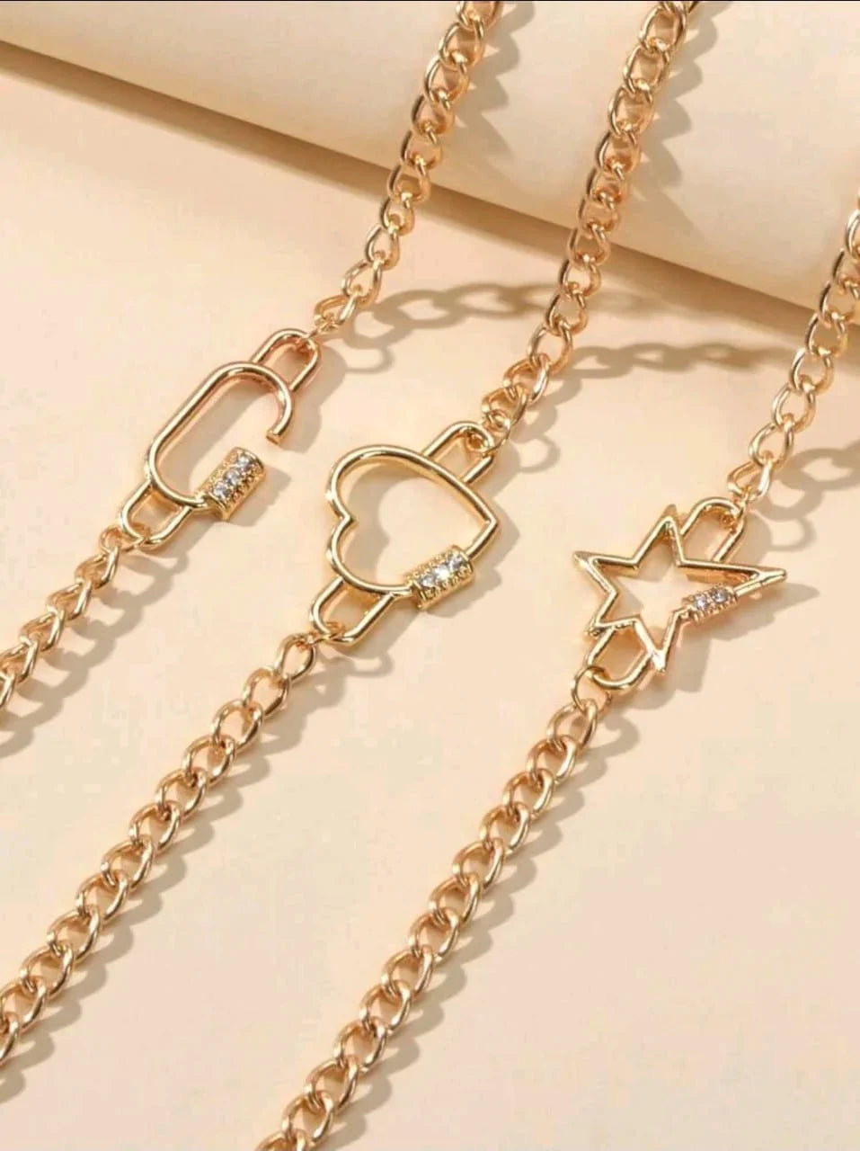 3pcs Heart Decor Chain Bracelet