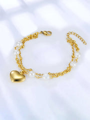 Charm Love shape Stainless Steel Pearl Bracelet