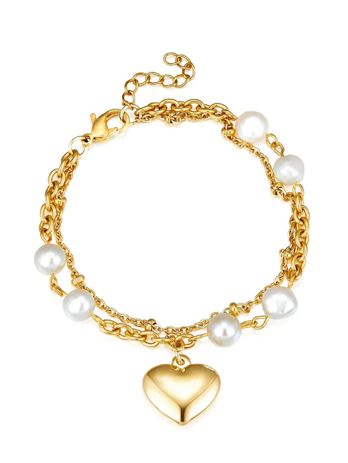 Charm Love shape Stainless Steel Pearl Bracelet