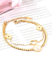 Stainless Steel Flower Shape Double Chain Bracelet