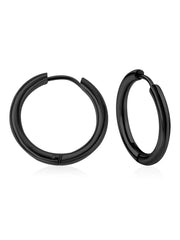 Stainless Steel Hoop Earrings in Black