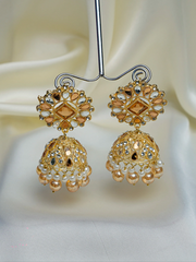 1 Pair Pearl Tassel Ethnic Sheesha Work Jhumka Earrings