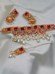 4pcs Pearls Rhinestone Decor Pearl Tassels Ethnic Jewelry Set