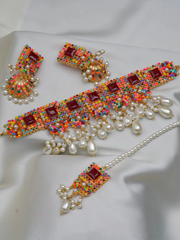 4pcs Pearls Rhinestone Decor Pearl Tassels Ethnic Jewelry Set