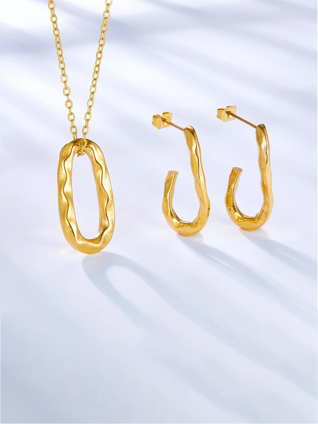 Geometric Irregular Square Stainless Jewelry  Set