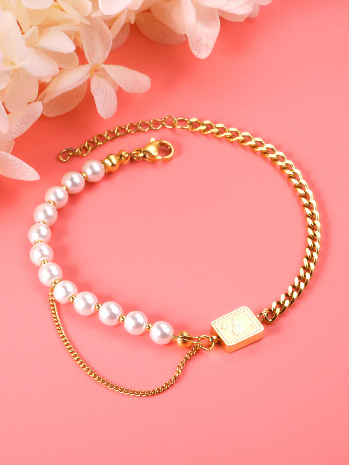 Stainless Steel Charm Pearl Bracelets