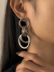 Ring tassel geometric earrings - Silver