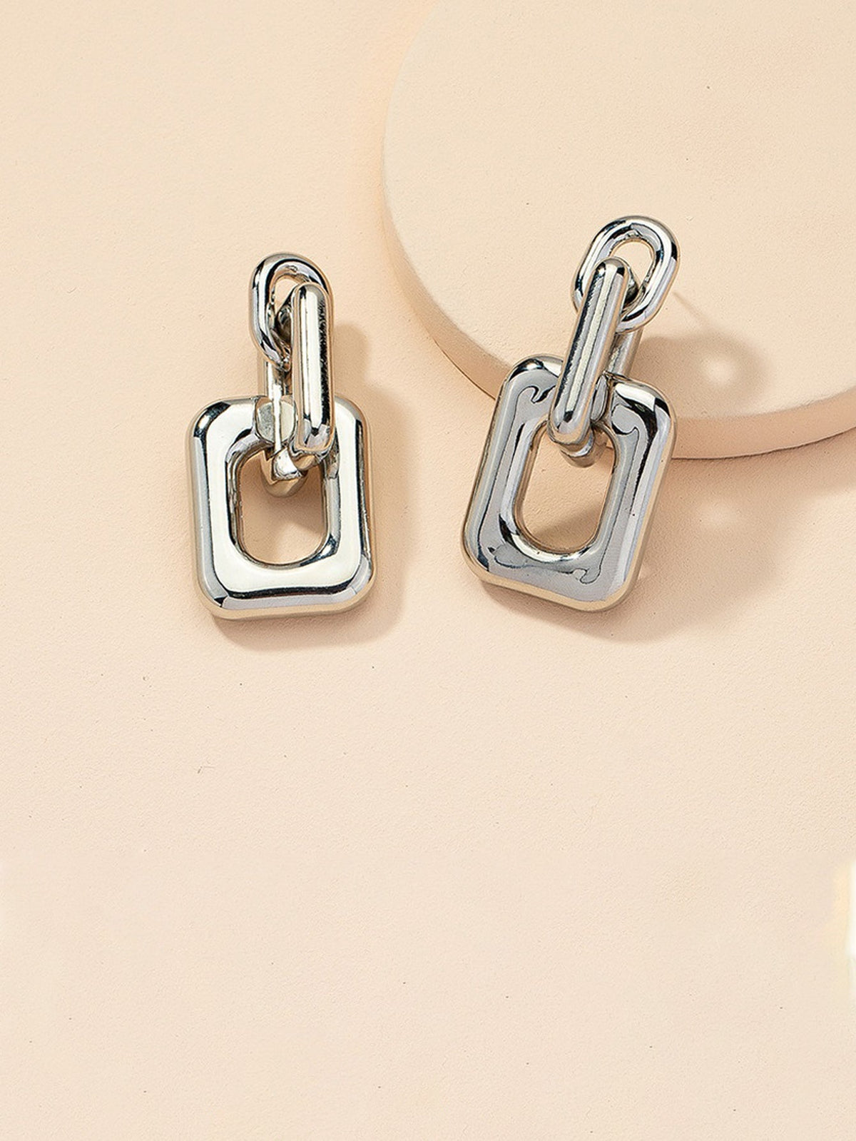 Geometric chain earrings - White Gold