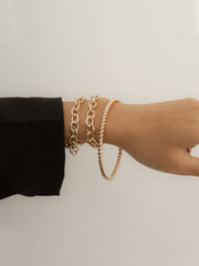 Chain Decor Bracelet & Bangle Set 3pcs - Gold