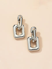 Geometric chain earrings - White Gold