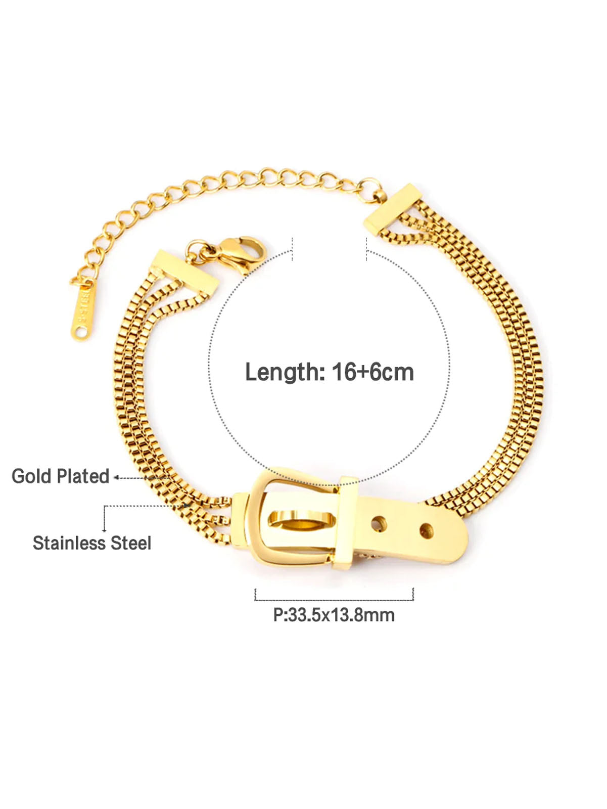 Stainless Steel Multi-Layer Chain Buckle Bracelet