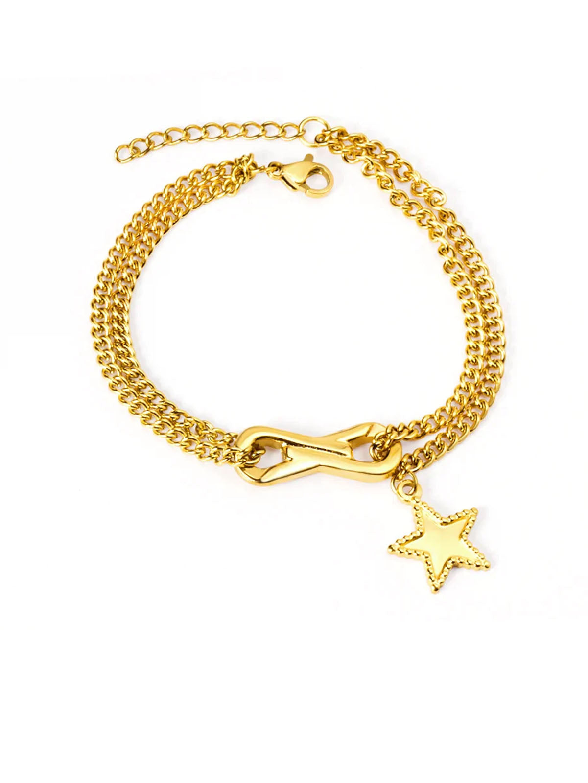 Stainless Steel Link Chain Star Bracelet